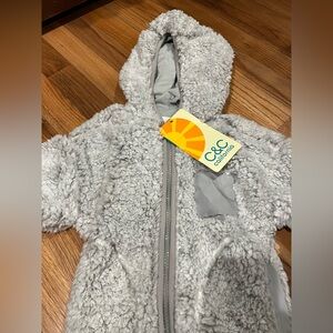 C&C California Kids Light Gray Sherpa hoodie jacket 3T NWT size